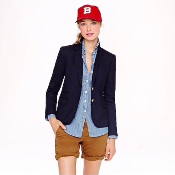 J. Crew Parke Blazer In Navy Blue 2 Gold Buttons Style 92480 Wool Sz 10.